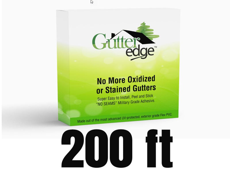Original Gutter Edge™ Peel N' Stick Seamless design proven to keep your gutters from ever Oxidizing or Staining